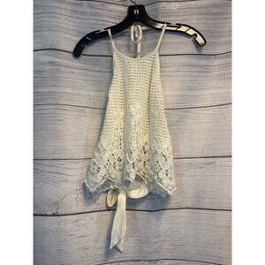 Express White Knit Lace Halter Top M